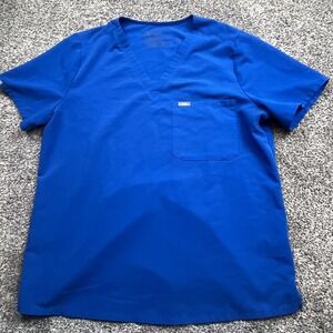 FIGS Scrub Top Shirt Mens XL Blue Technical Collection V Neck Pocket Medical